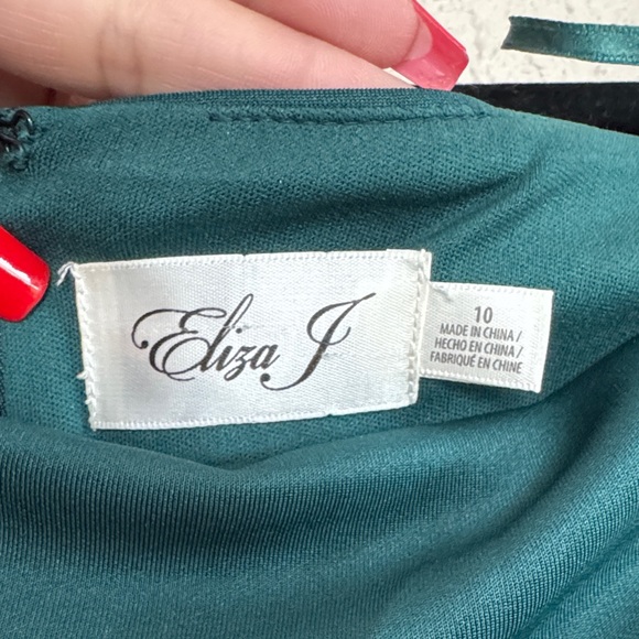 Eliza J Teal Green Formal Dress with Ruffle Cascade - Picture 2 of 4